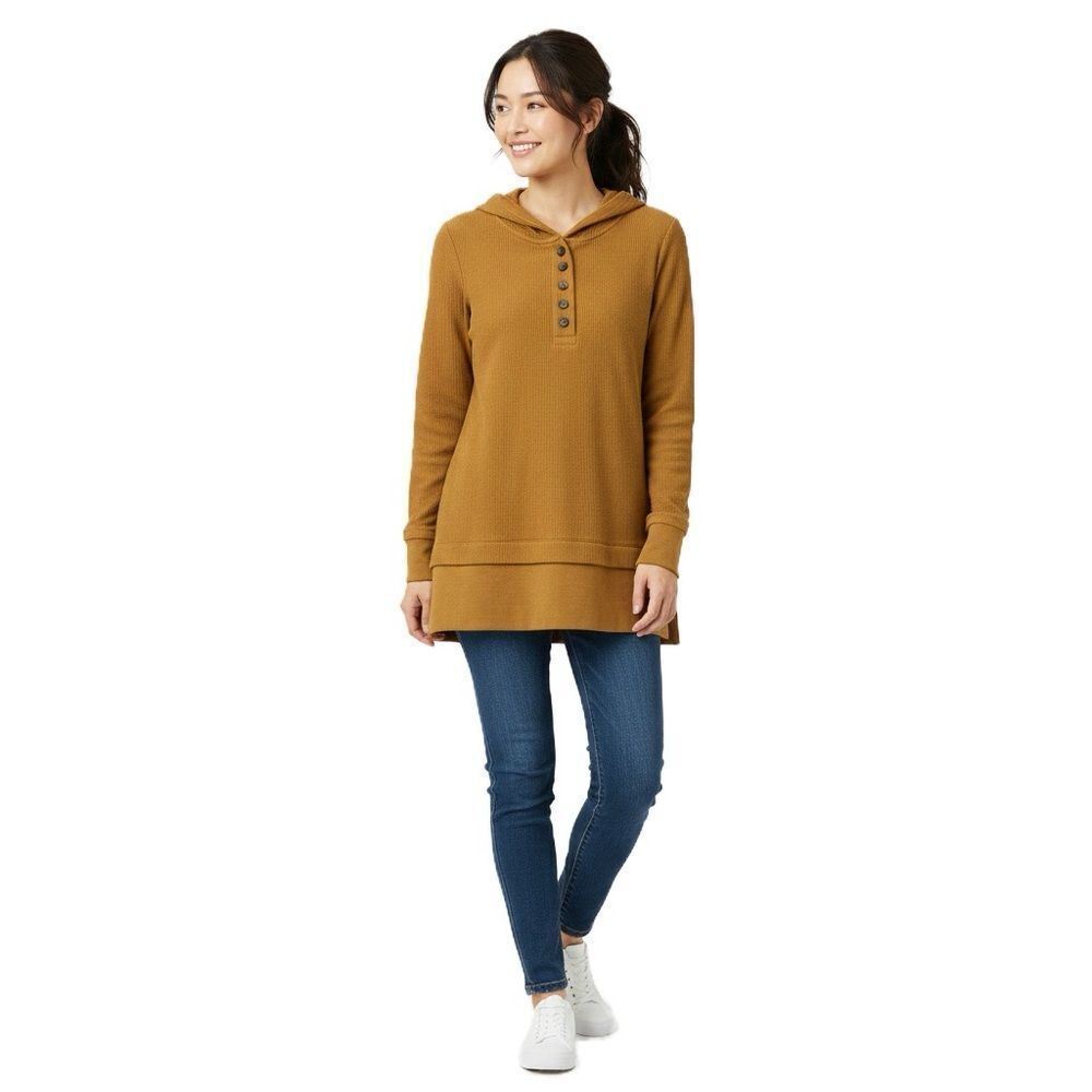 J. Jill Yellow/Brown Pullover Long Sleeve Hoodie